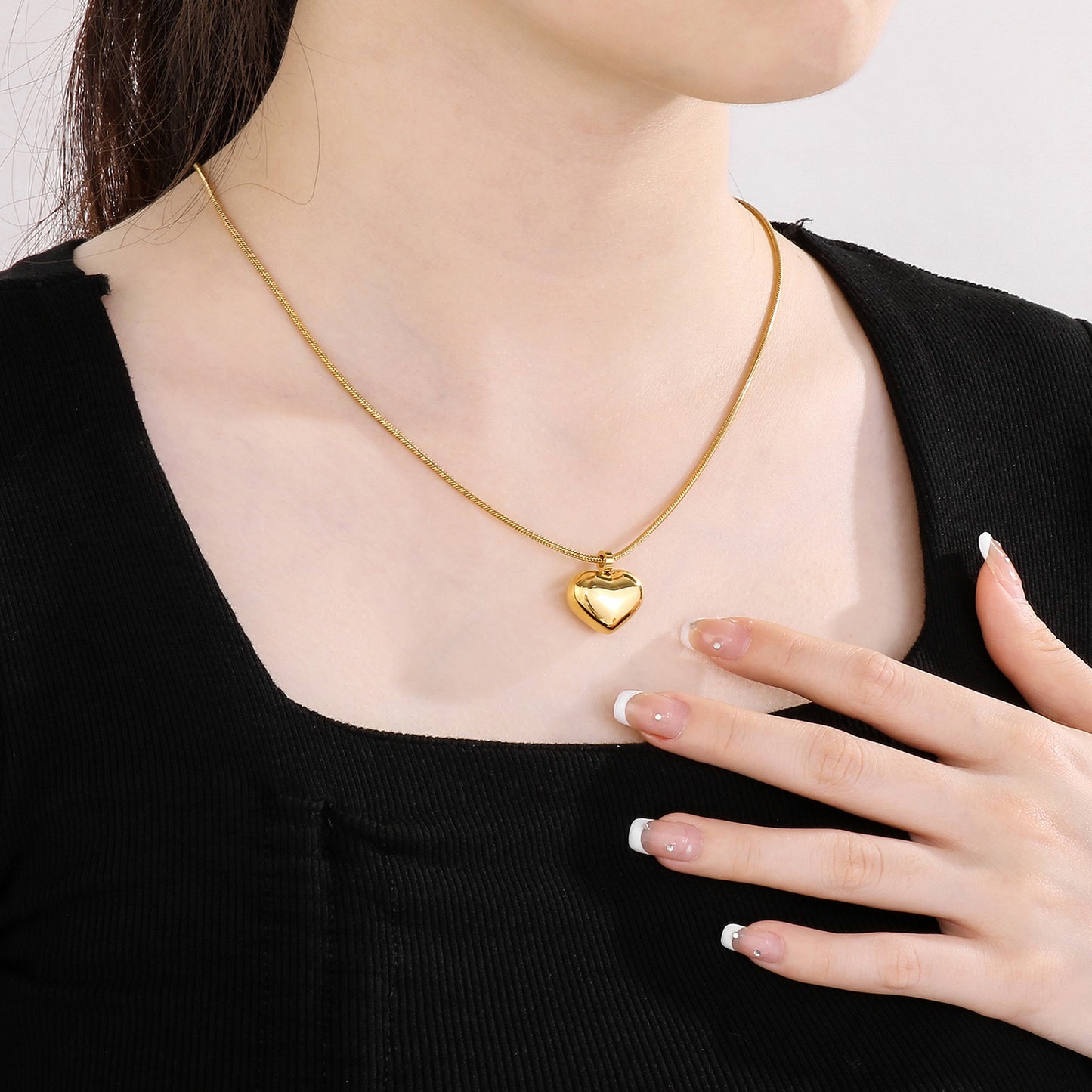 Collier pendentif coeur en acier inoxydable