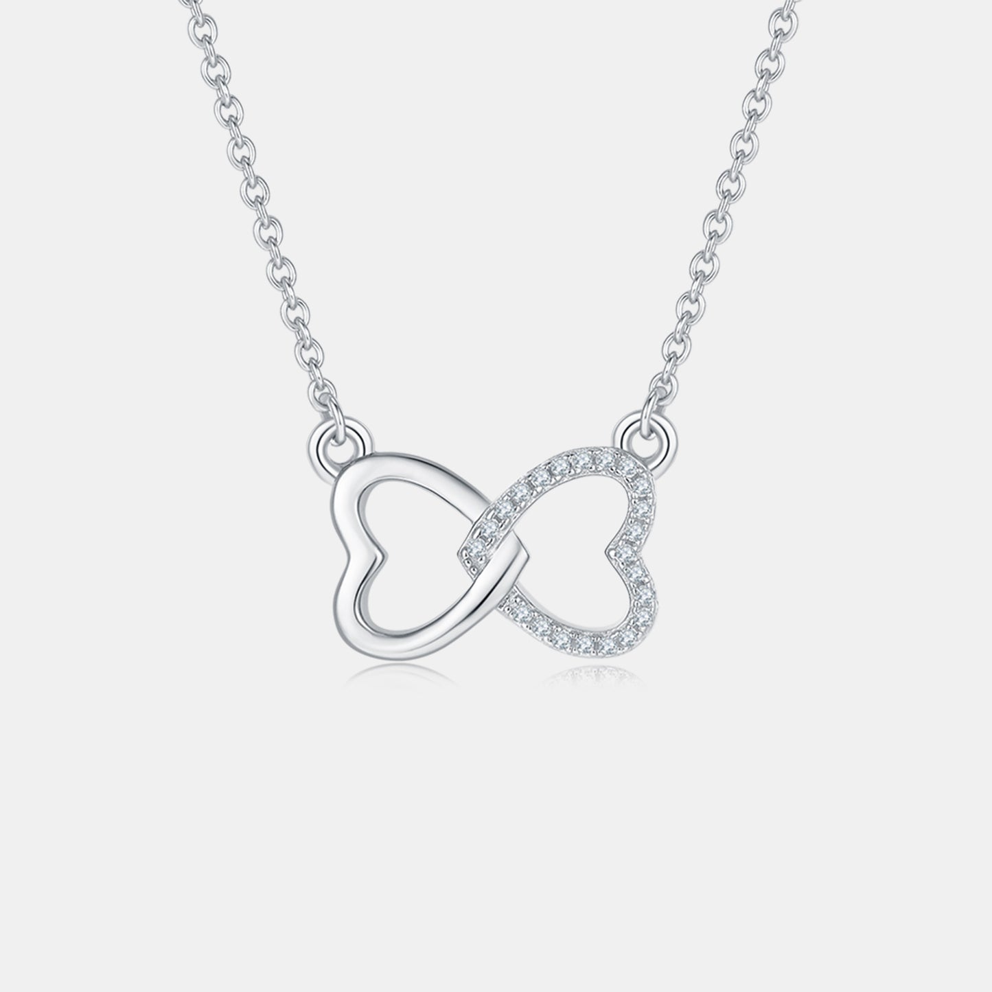 Collier avec nœud en forme de cœur en argent sterling 925 Moissanite