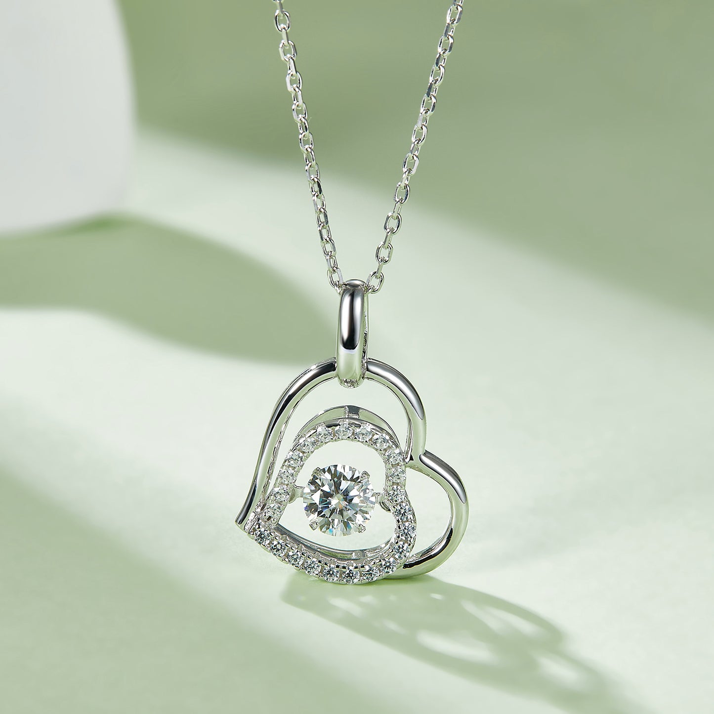 Collier coeur en argent sterling 925 Moissanite