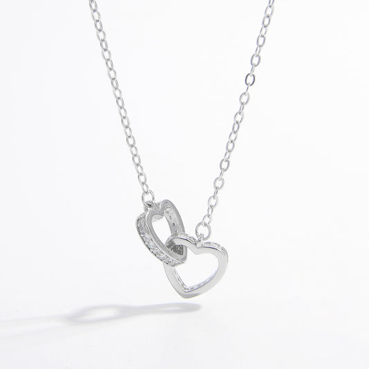 Collier coeur en argent sterling 925 incrusté de zircons