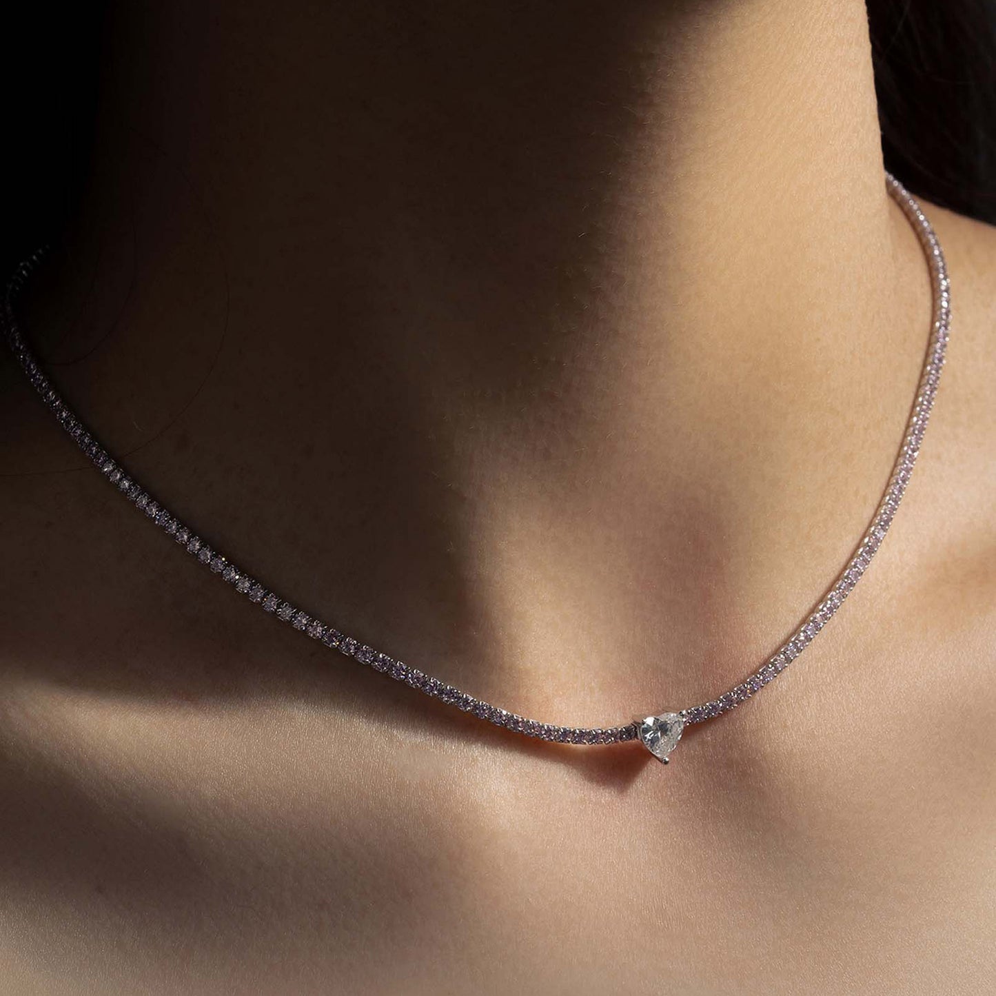 Collier en argent sterling 925 avec zircon incrusté de cœur