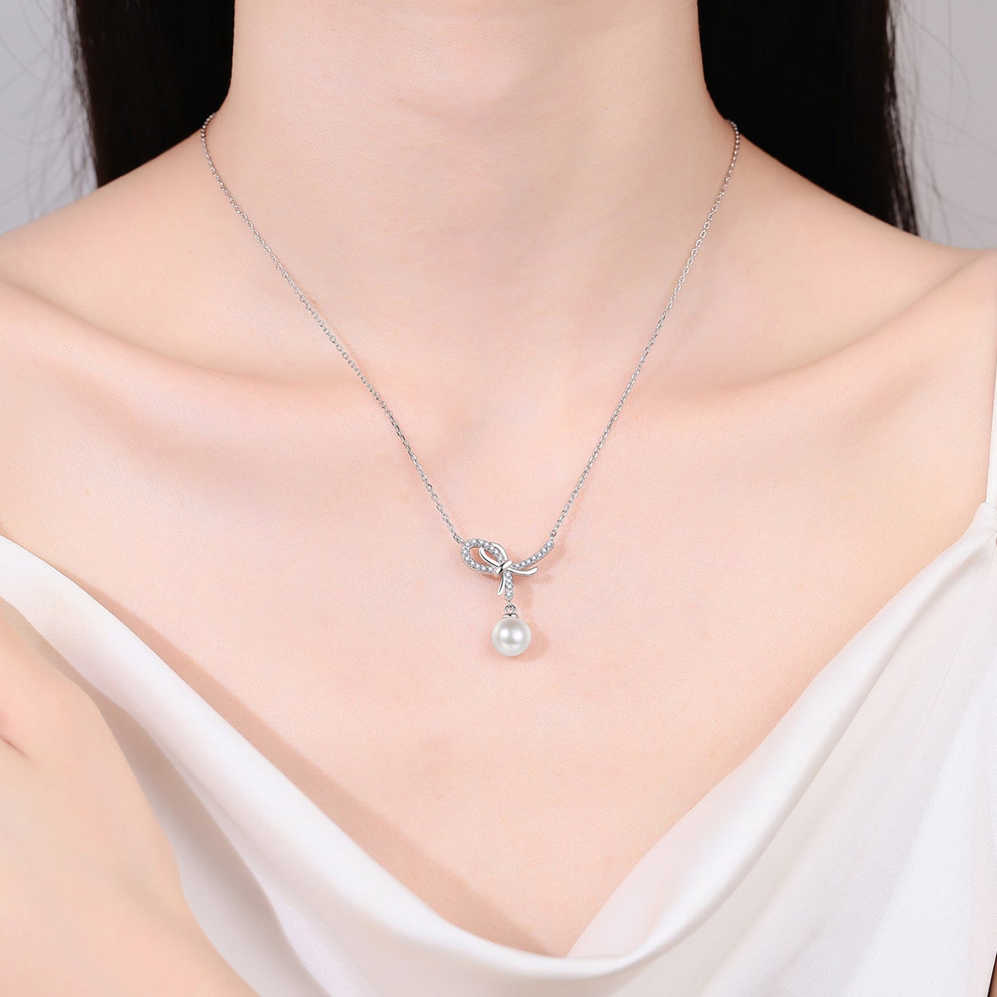 Collier en argent sterling 925 avec pendentif en perles naturelles Moissanite