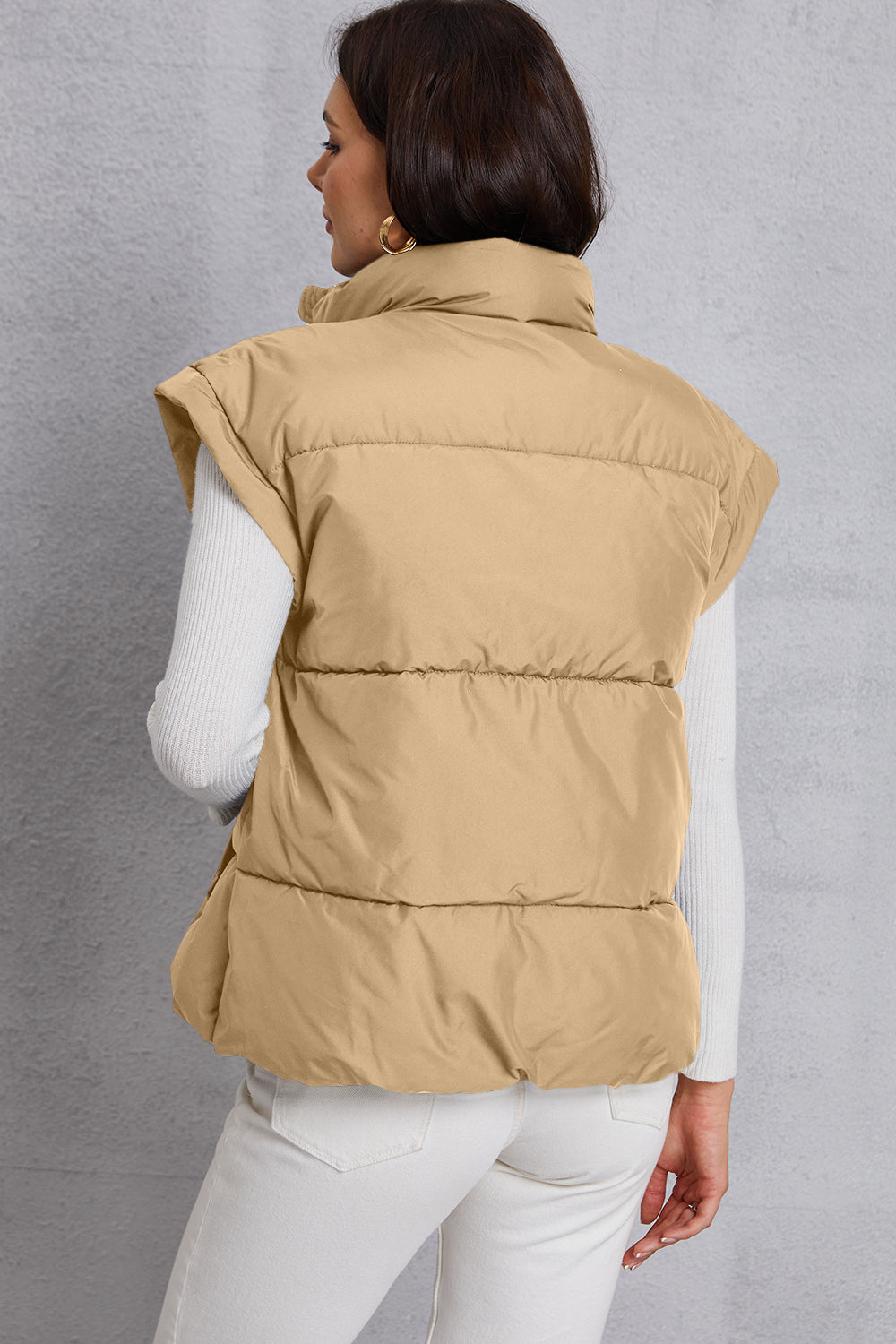 Manteau gilet avec poche et col roulé zippé