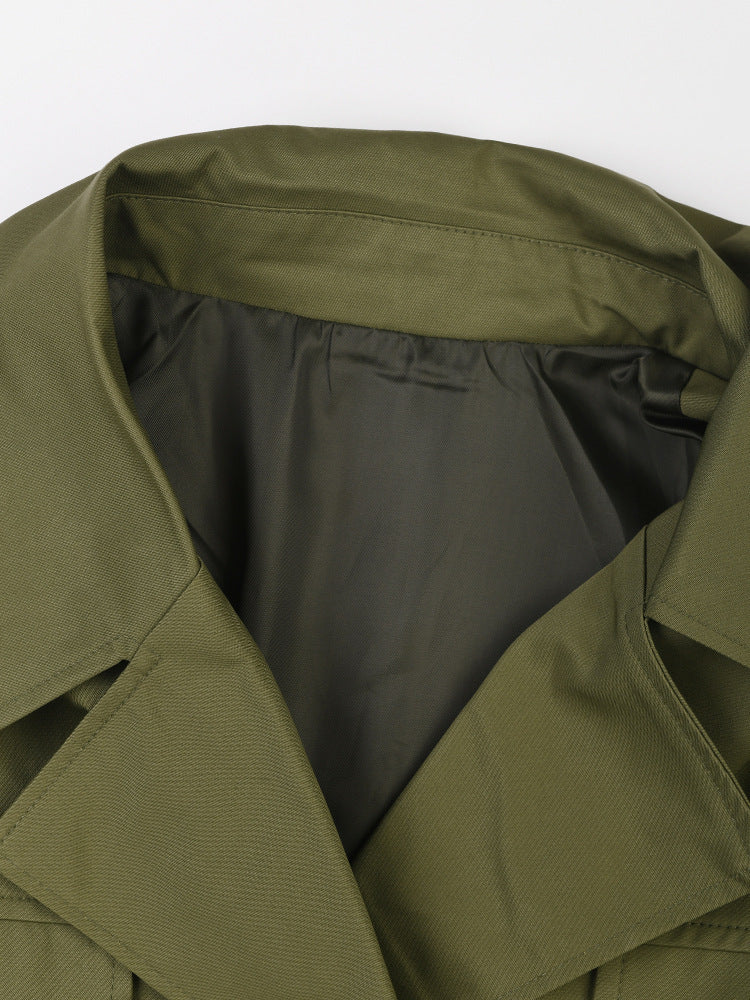 Manteau coupe-vent vert à coutures en maille de style coréen pour femmes