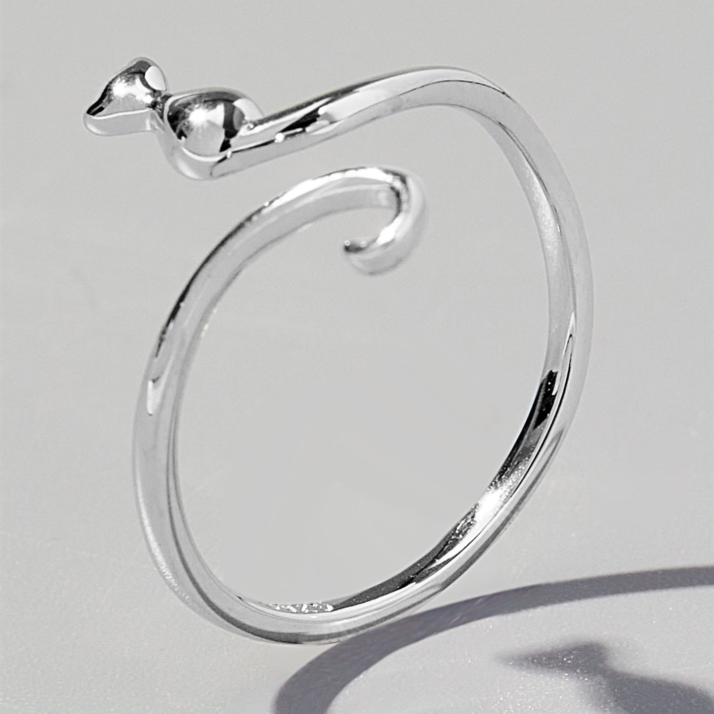 Bague en argent sterling 925 en forme de chat