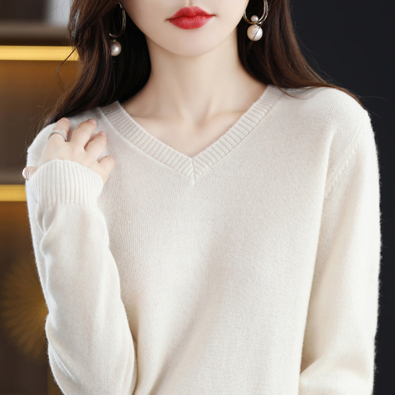 Women's Knitted Bottoming Shirt Versatile Cashmere Sweater Loose Outer Wear