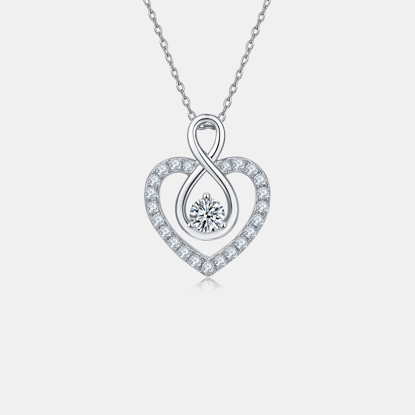 Collier en forme de cœur en argent sterling 925 moissanite 1 carat