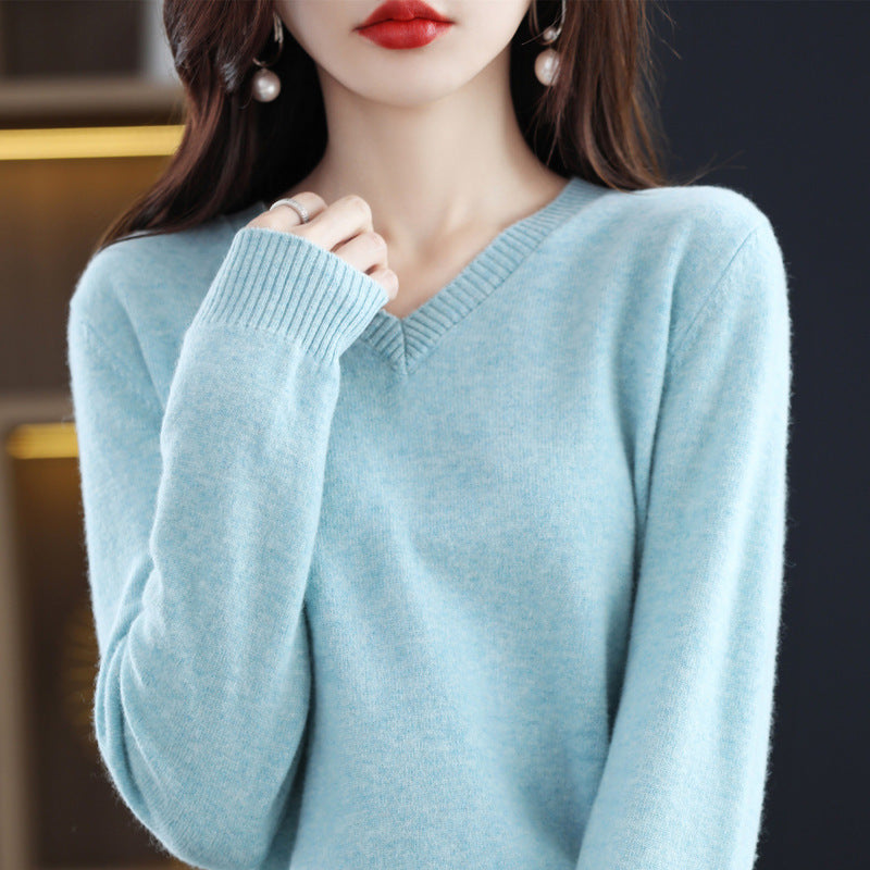 Women's Knitted Bottoming Shirt Versatile Cashmere Sweater Loose Outer Wear