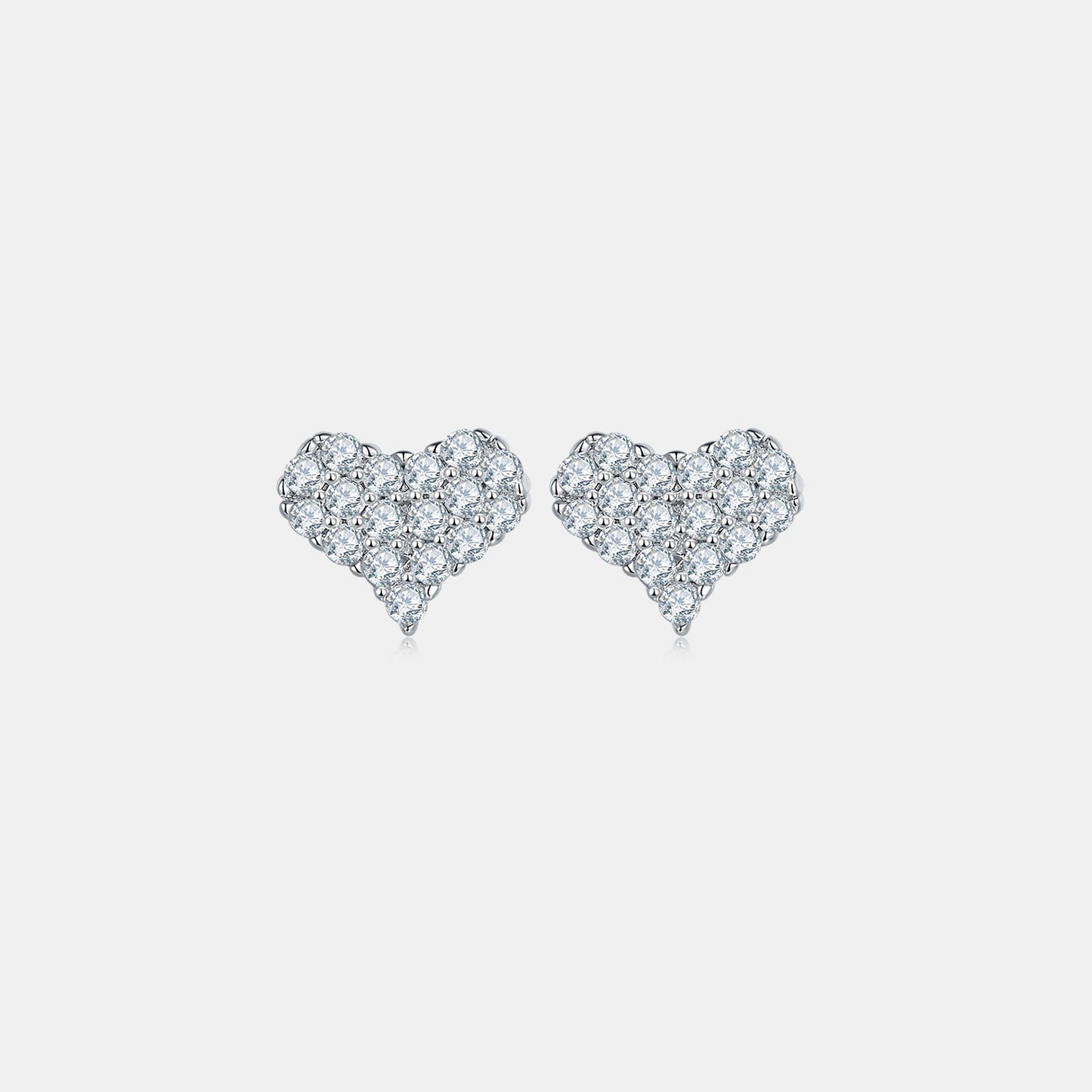 Boucles d'oreilles coeur en argent sterling 925 Moissanite