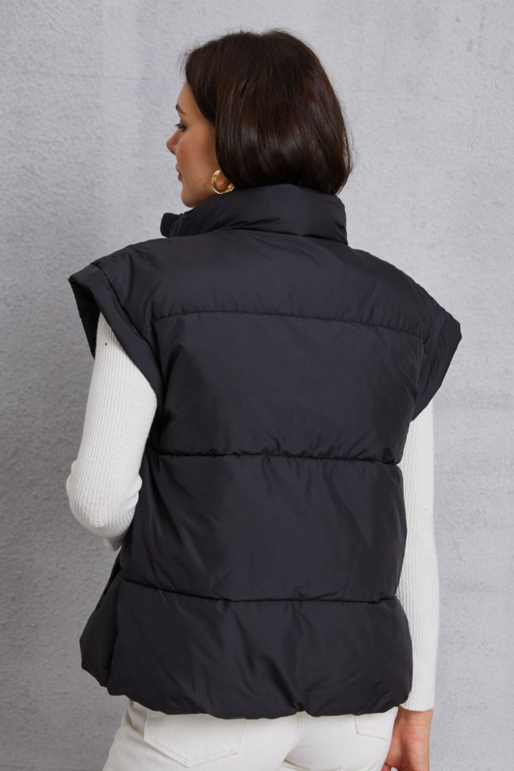 Manteau gilet avec poche et col roulé zippé