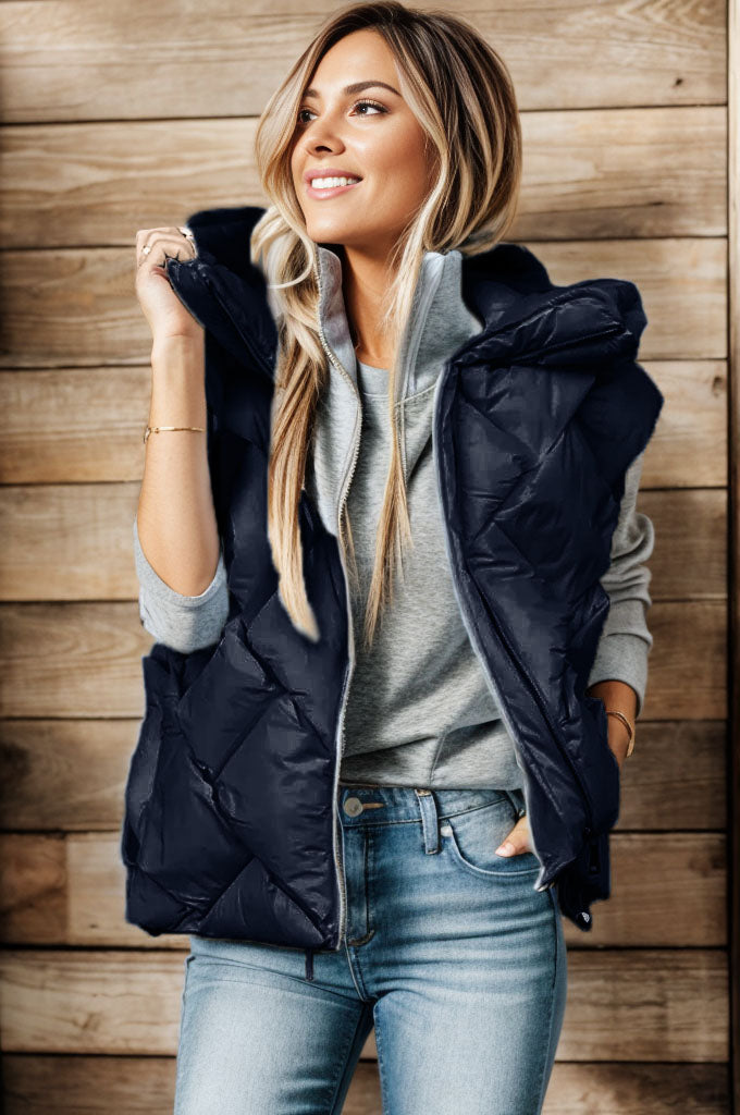 Manteau gilet à capuche zippé