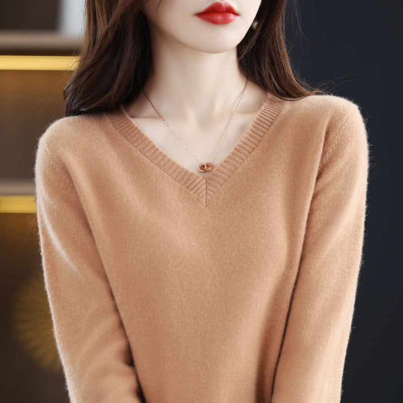 Women's Knitted Bottoming Shirt Versatile Cashmere Sweater Loose Outer Wear