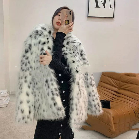 Women's Korean-style Spotted Leather Fur Coat