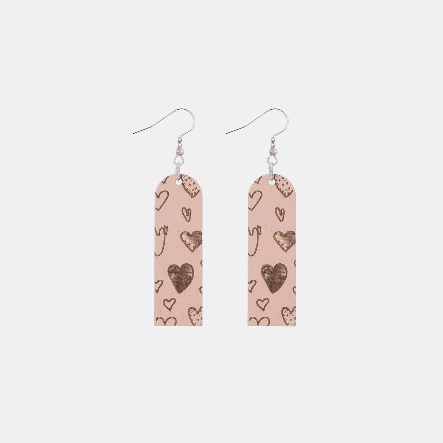 Boucles d'oreilles pendantes en bois à motif de coeur