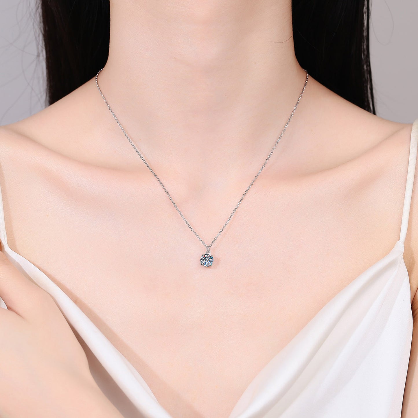 Collier en argent sterling 925 moissanite 1 carat