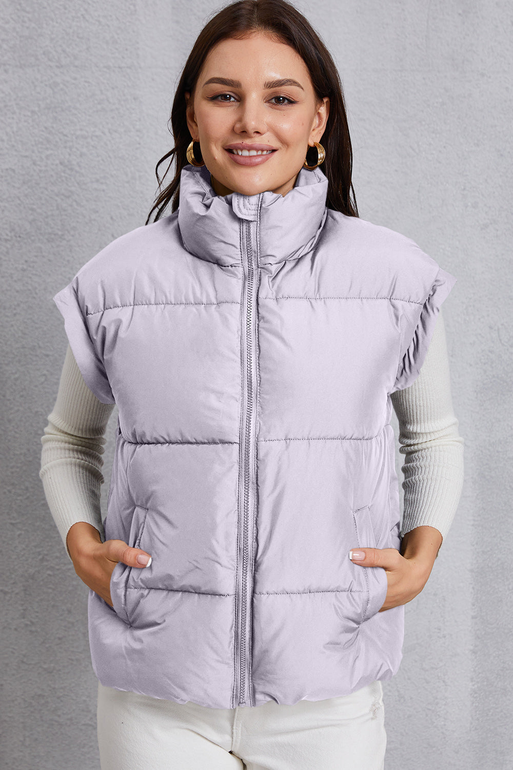 Manteau gilet avec poche et col roulé zippé