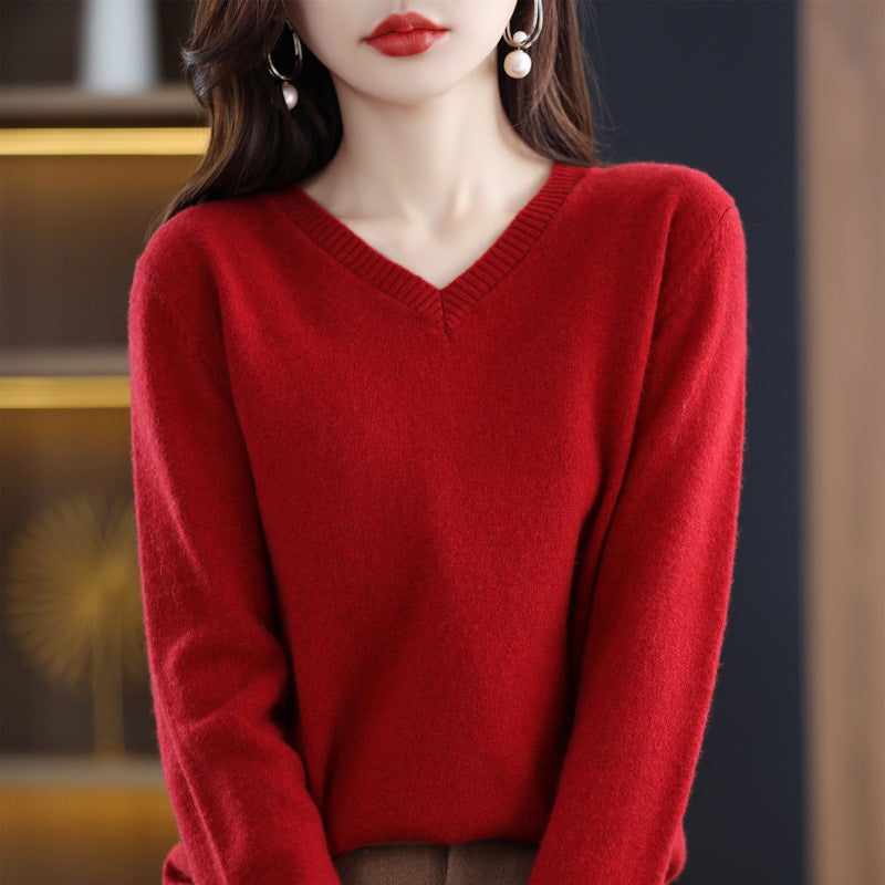 Women's Knitted Bottoming Shirt Versatile Cashmere Sweater Loose Outer Wear