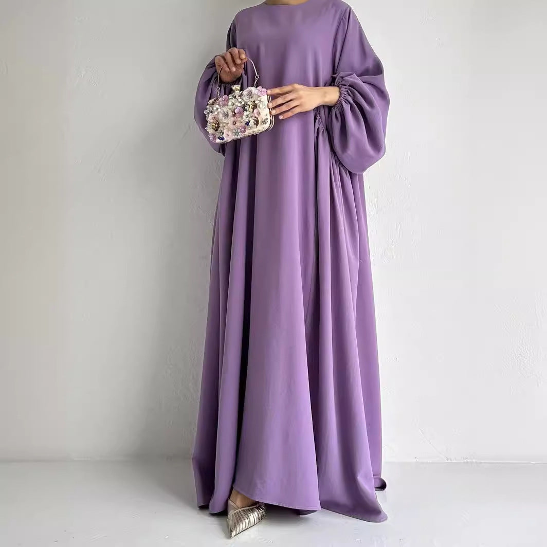 Solid Color Simple Dress Robe For Women