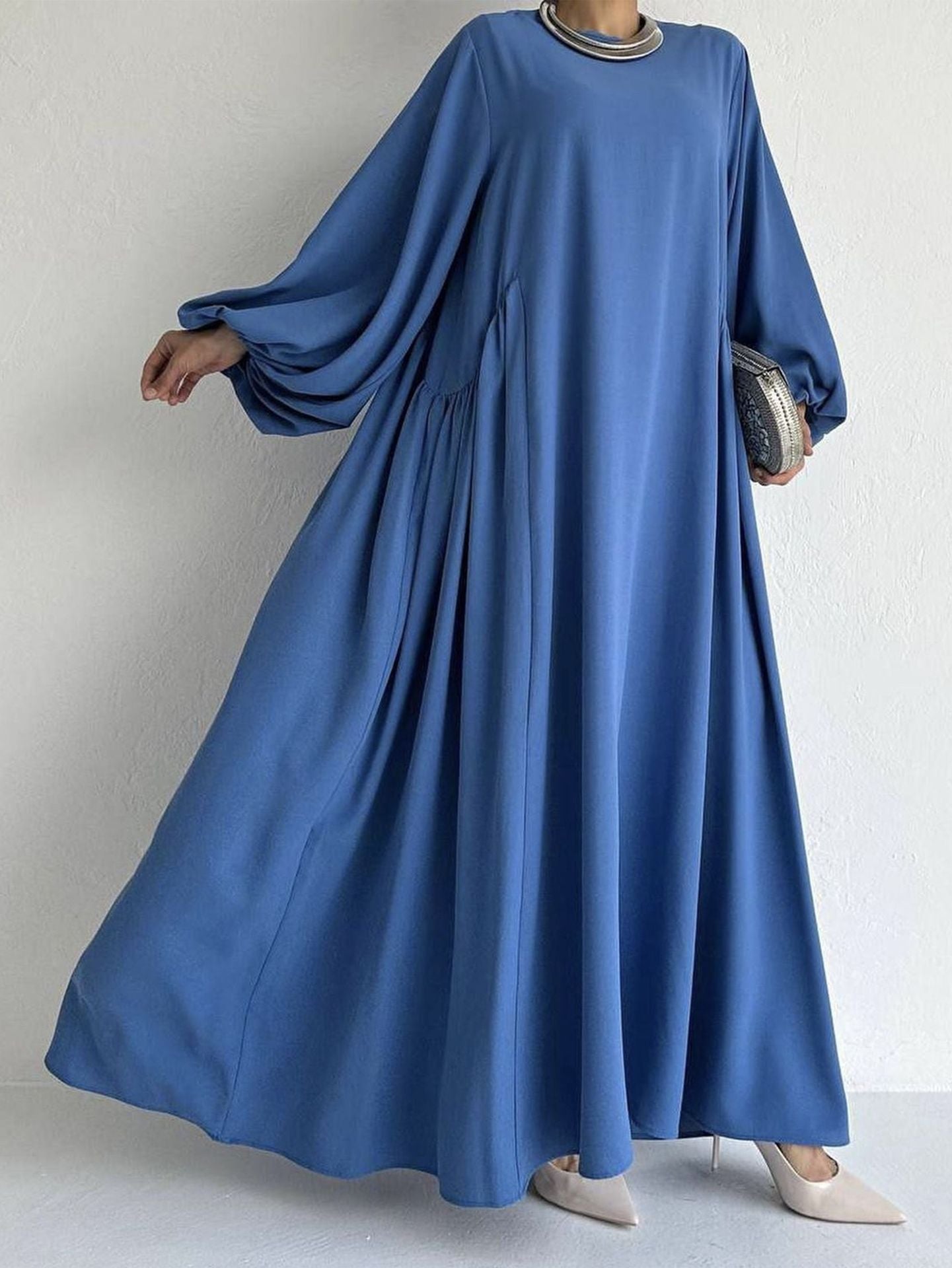 Solid Color Simple Dress Robe For Women