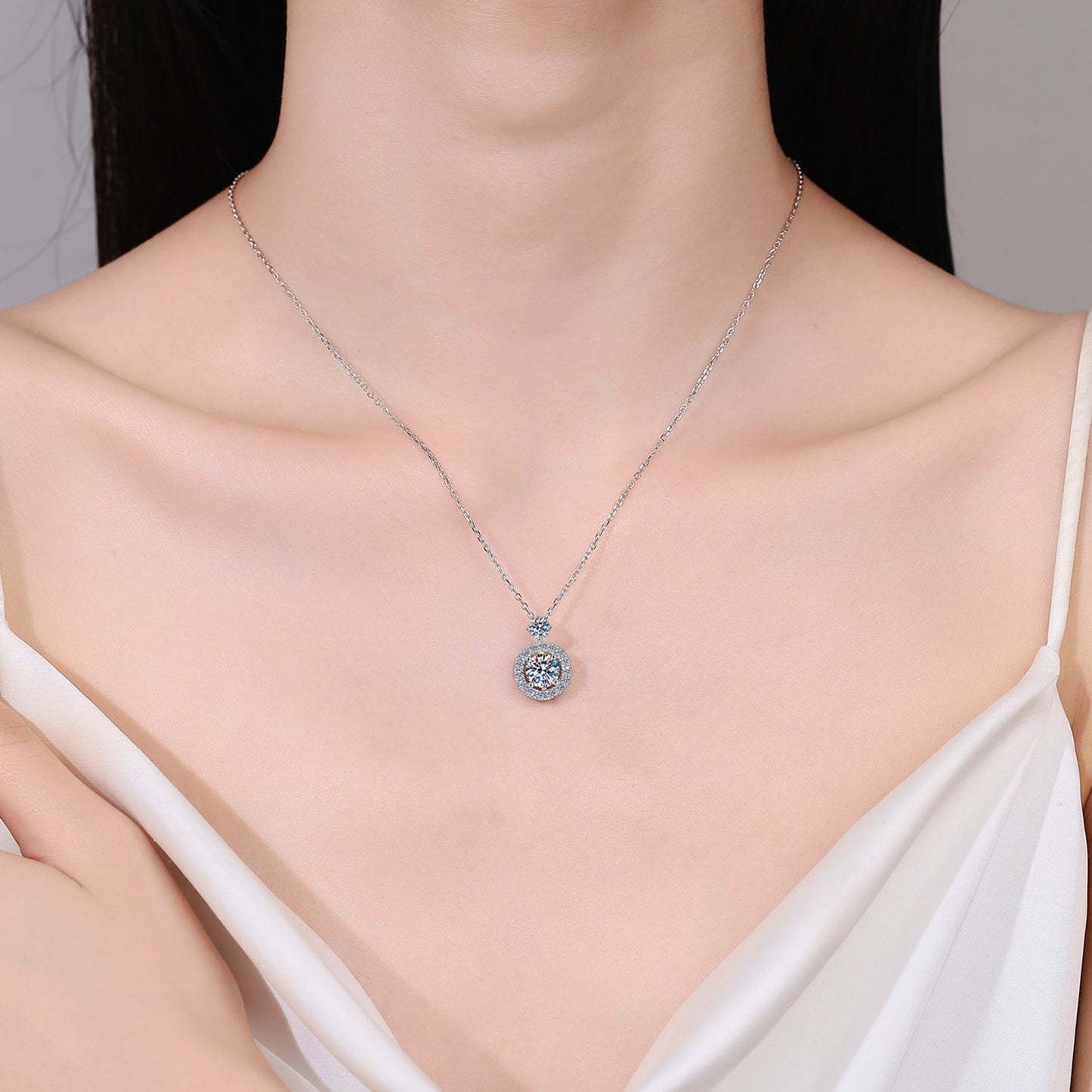 Collier en argent sterling 925 moissanite 1 carat