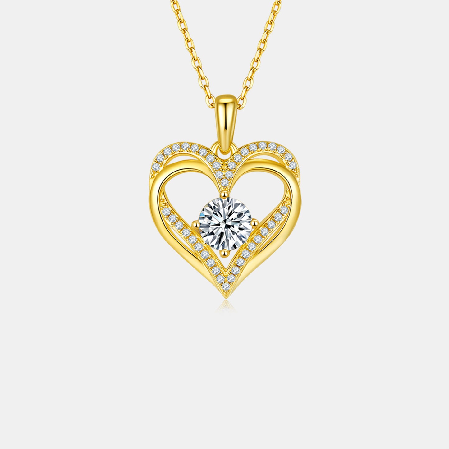 Collier coeur en argent sterling 925 moissanite 1,2 carat