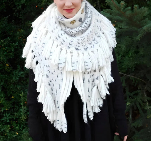 Women's Knitted Wool Owl Shawl