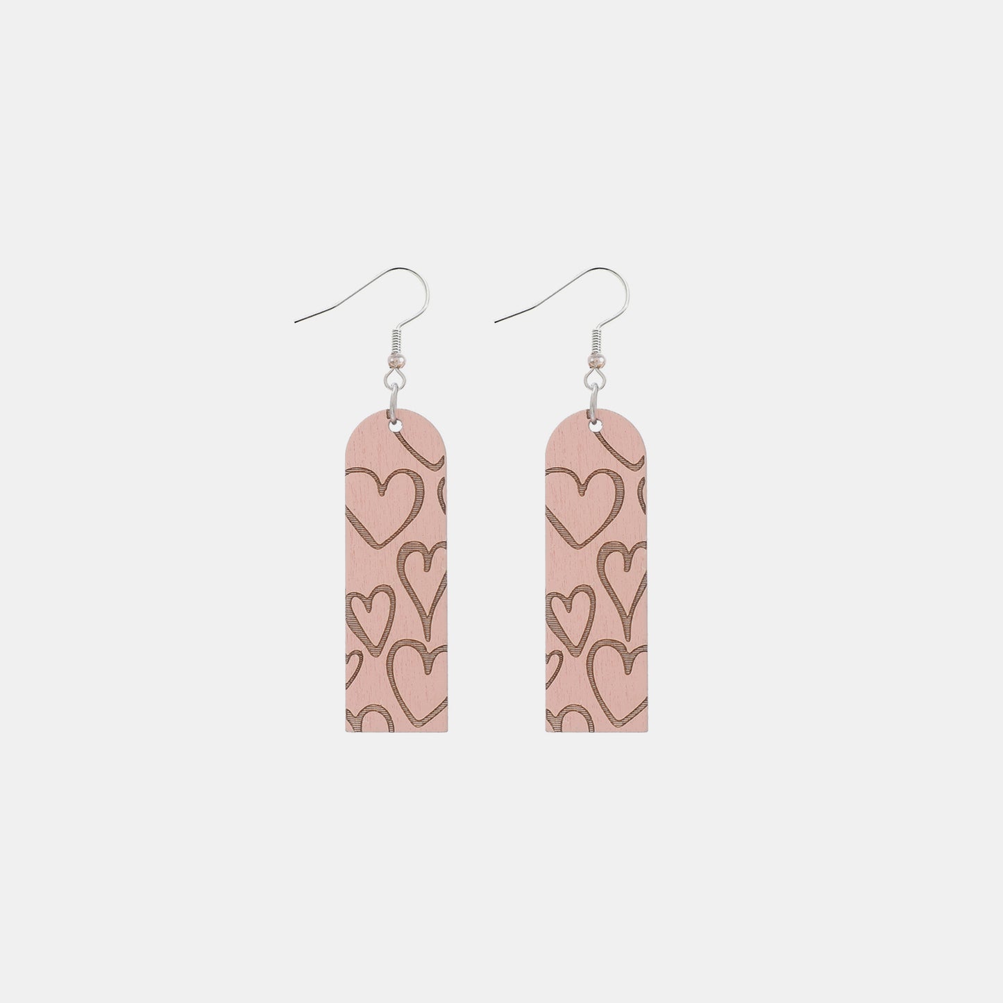 Boucles d'oreilles pendantes en bois à motif de coeur