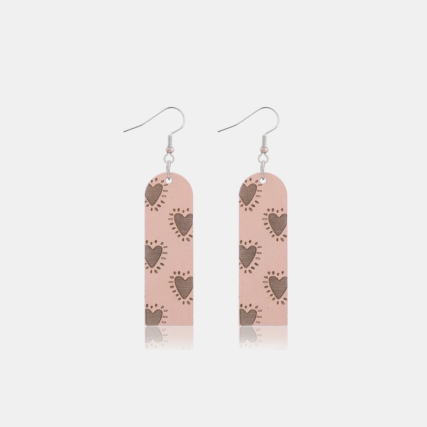 Boucles d'oreilles pendantes en bois à motif de coeur