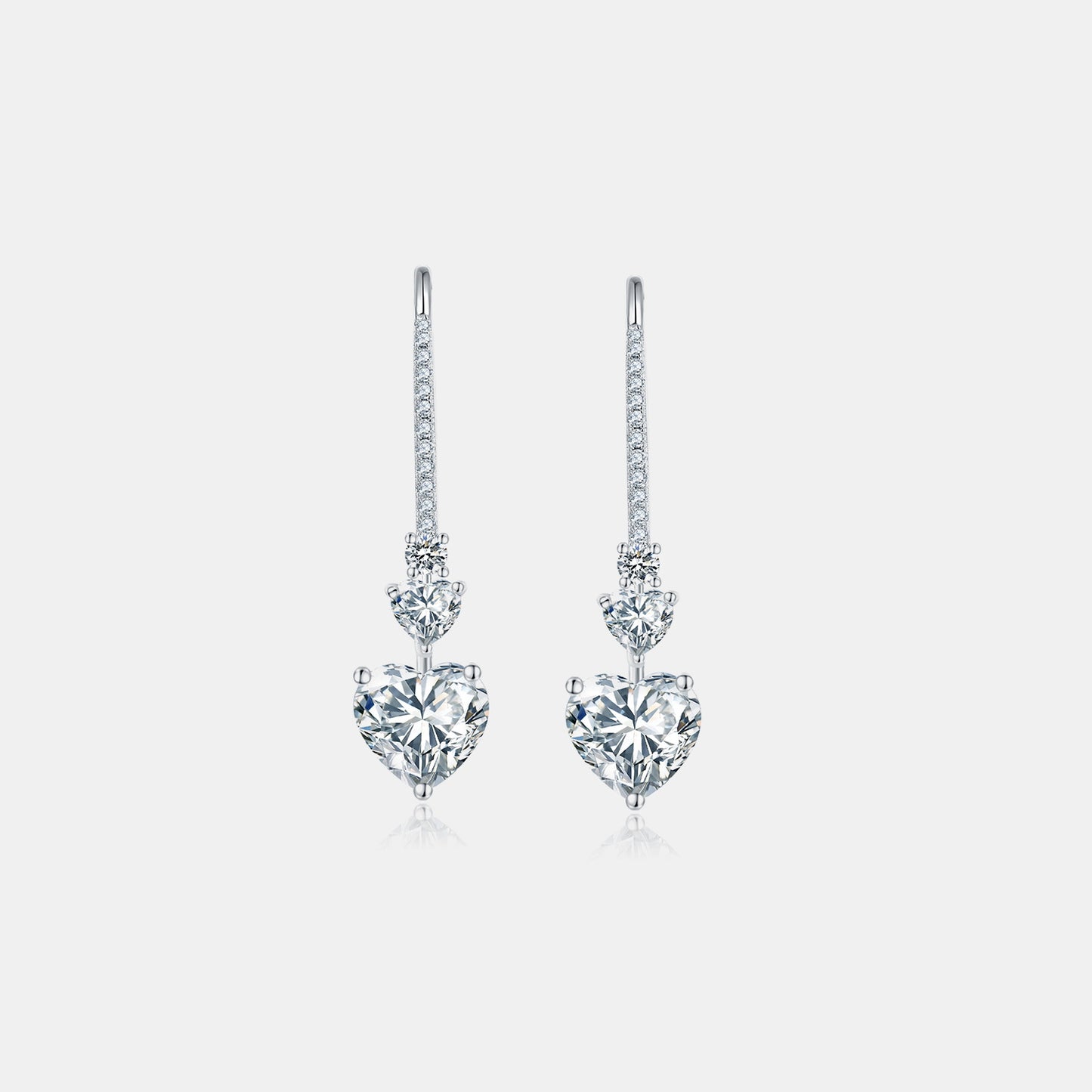 Boucles d'oreilles pendantes en forme de cœur en moissanite en argent sterling 5,44 carats 925