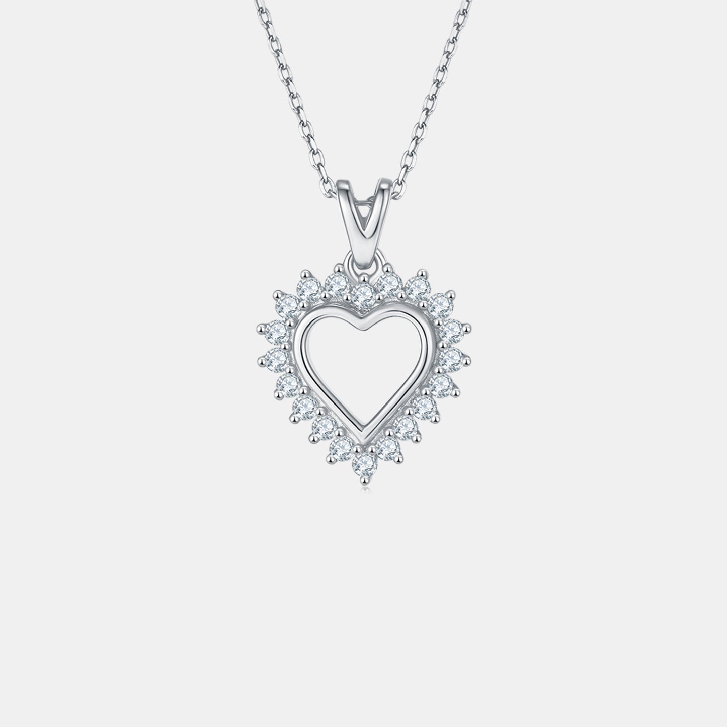 Collier pendentif coeur en argent sterling Moissanite 925