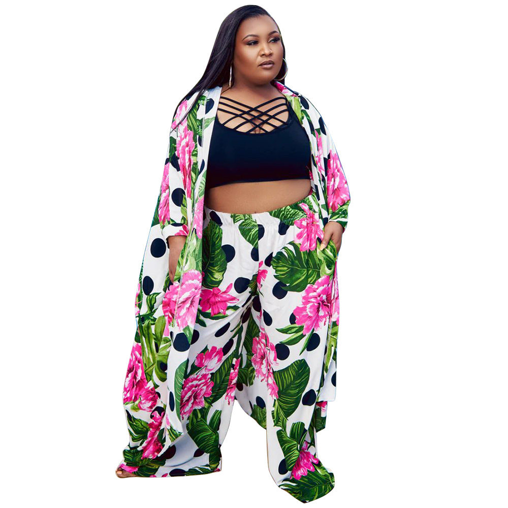 Women's Printed Pants Coat Set