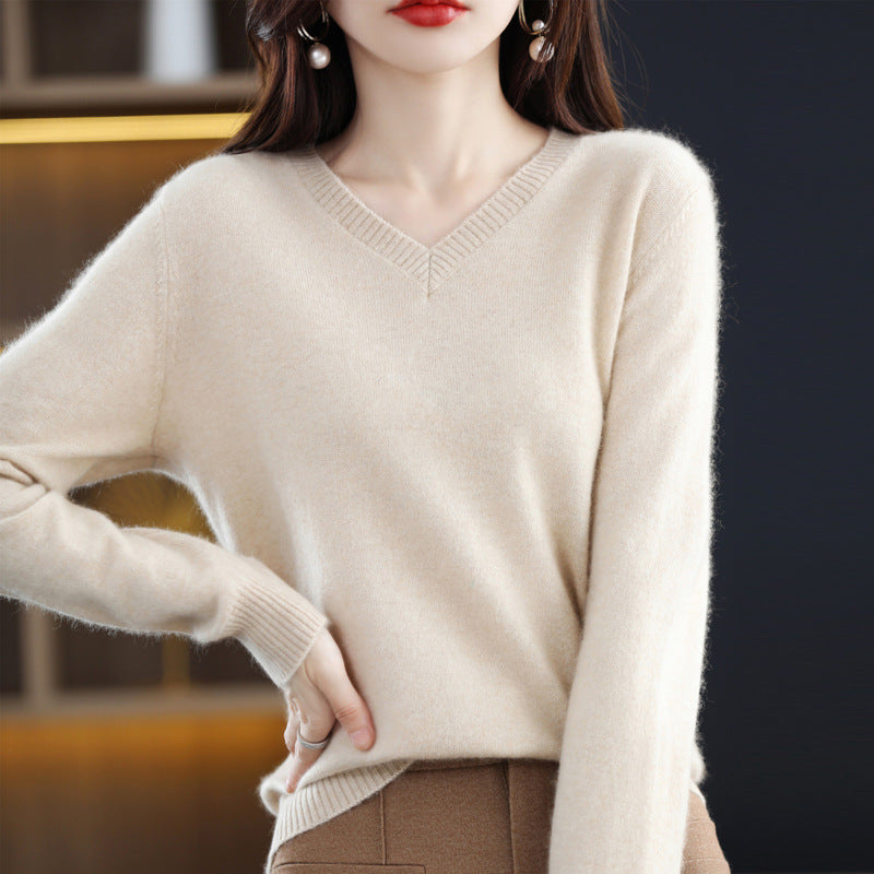 Women's Knitted Bottoming Shirt Versatile Cashmere Sweater Loose Outer Wear