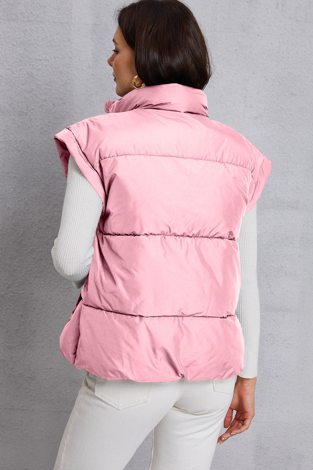 Manteau gilet avec poche et col roulé zippé