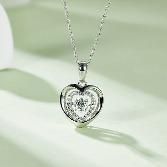 Collier coeur en argent sterling 925 Moissanite