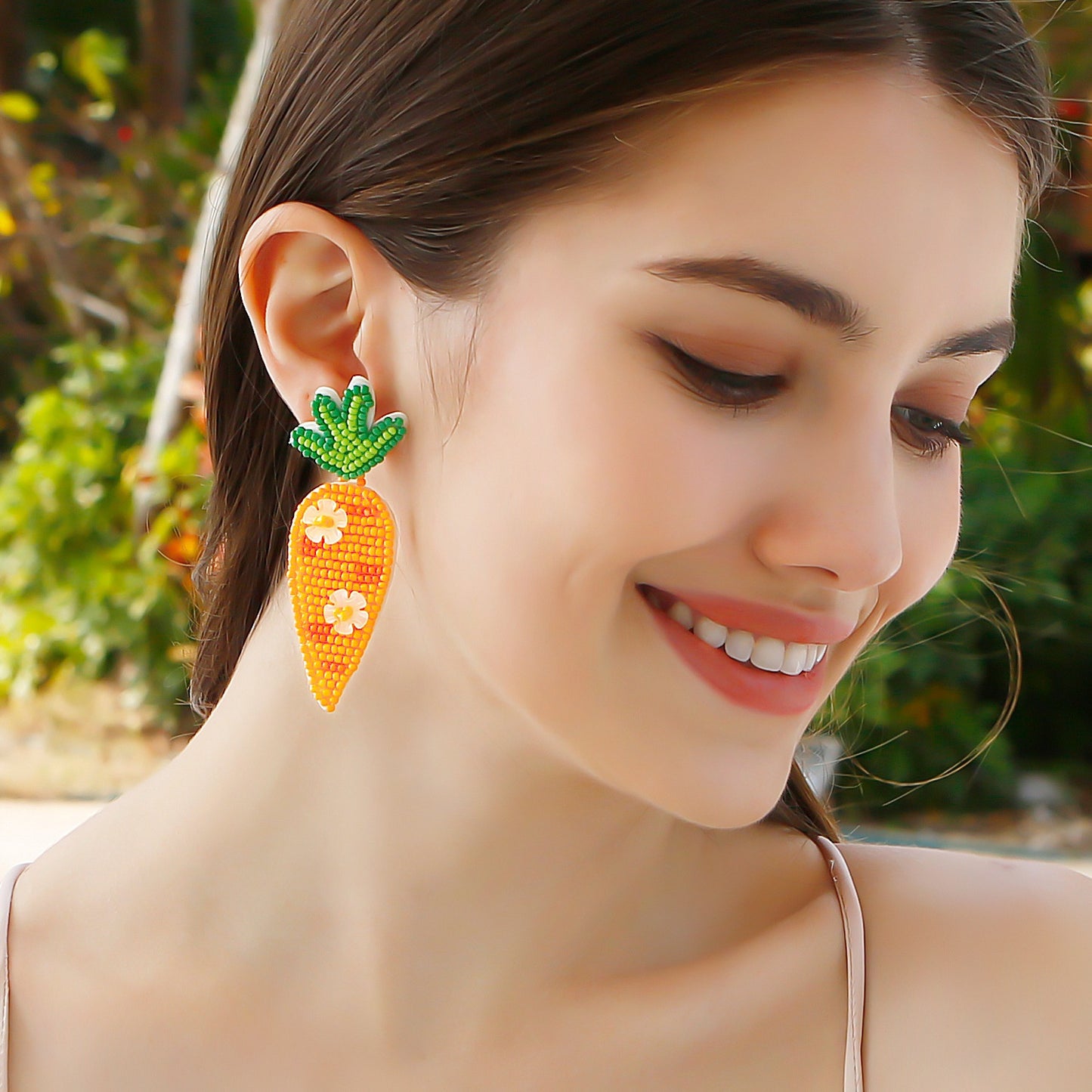 Boucles d'oreilles carottes à paillettes et perles en acier inoxydable