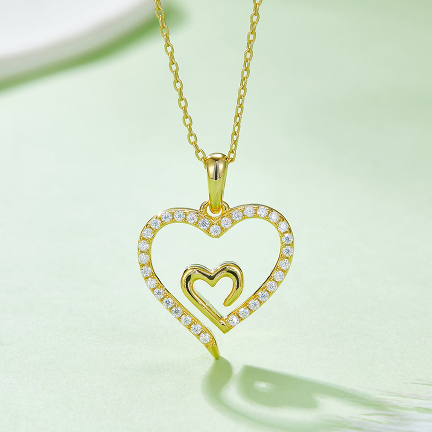 Collier pendentif coeur en argent sterling Moissanite 925