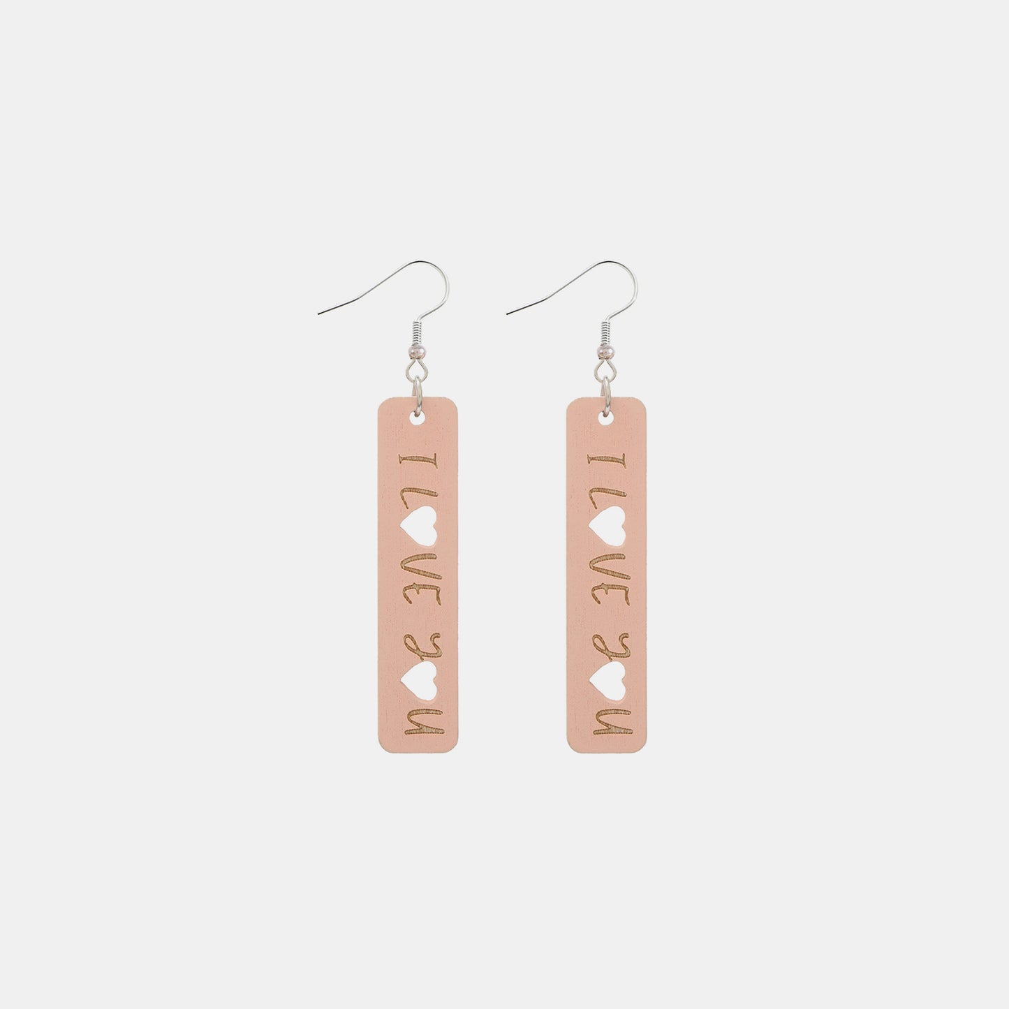 Boucles d'oreilles pendantes en bois découpées en forme de cœur