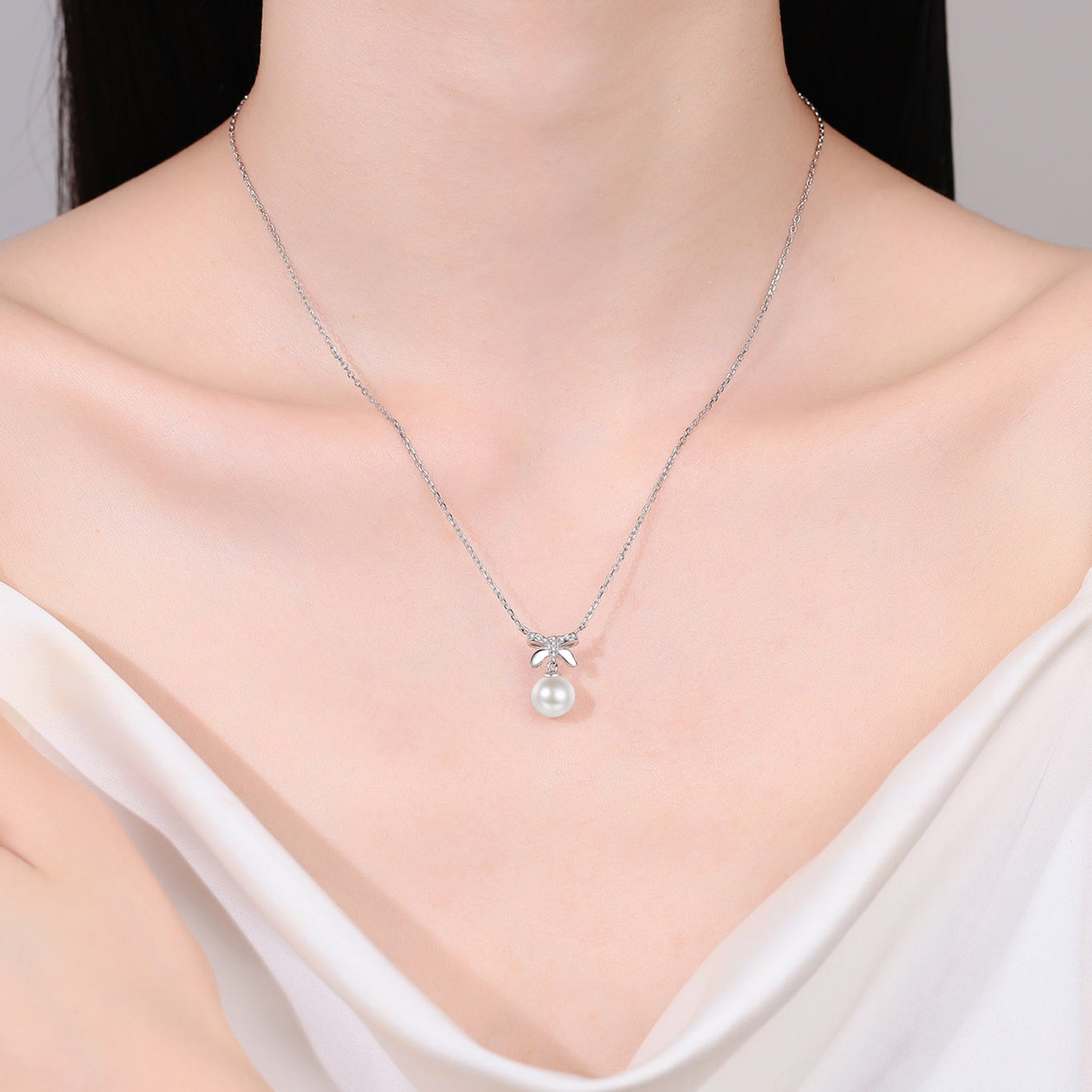 Collier en argent sterling 925 avec pendentif en perles naturelles Moissanite