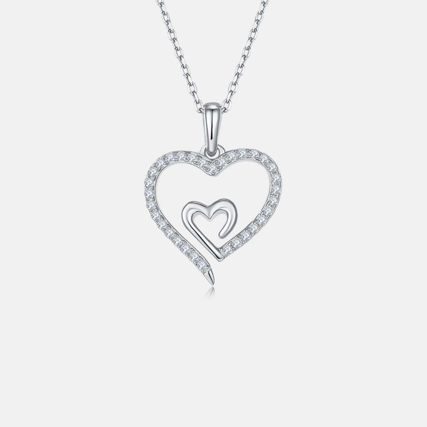 Collier pendentif coeur en argent sterling Moissanite 925