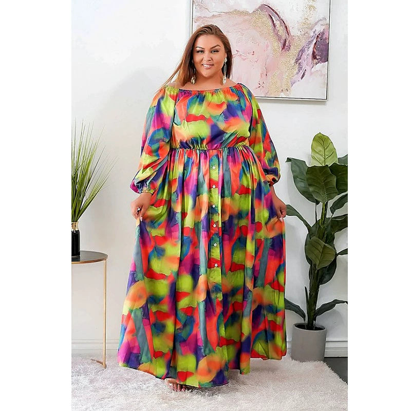 Robe trapèze africaine imprimée pour femmes, grande taille, jupe trapèze africaine, XL-5XL