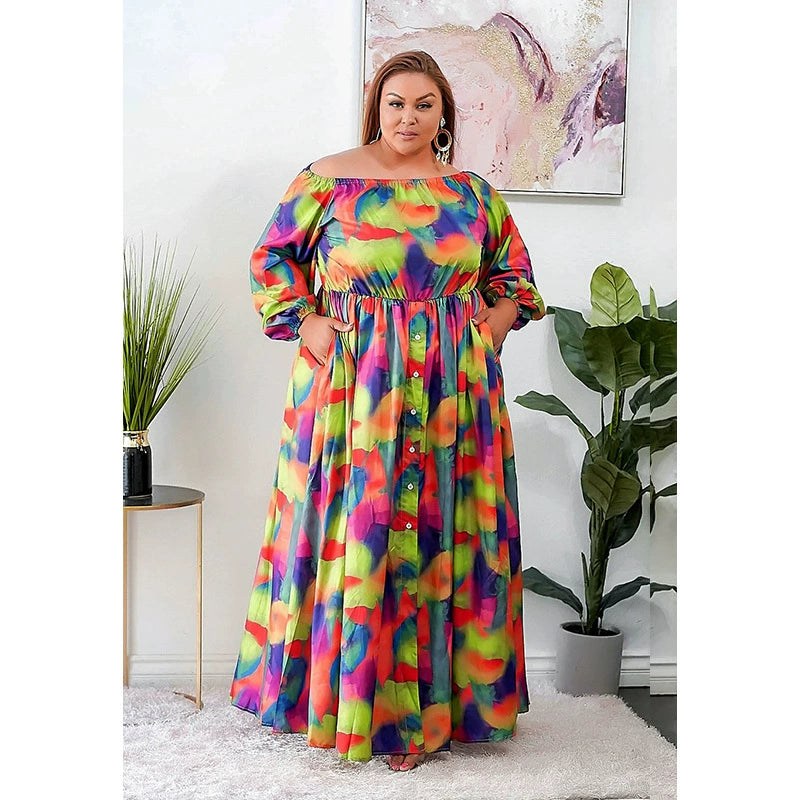 Robe trapèze africaine imprimée pour femmes, grande taille, jupe trapèze africaine, XL-5XL