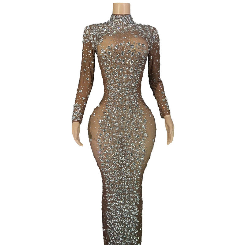 Vestido de fiesta ajustado con diamantes de imitación para mujer