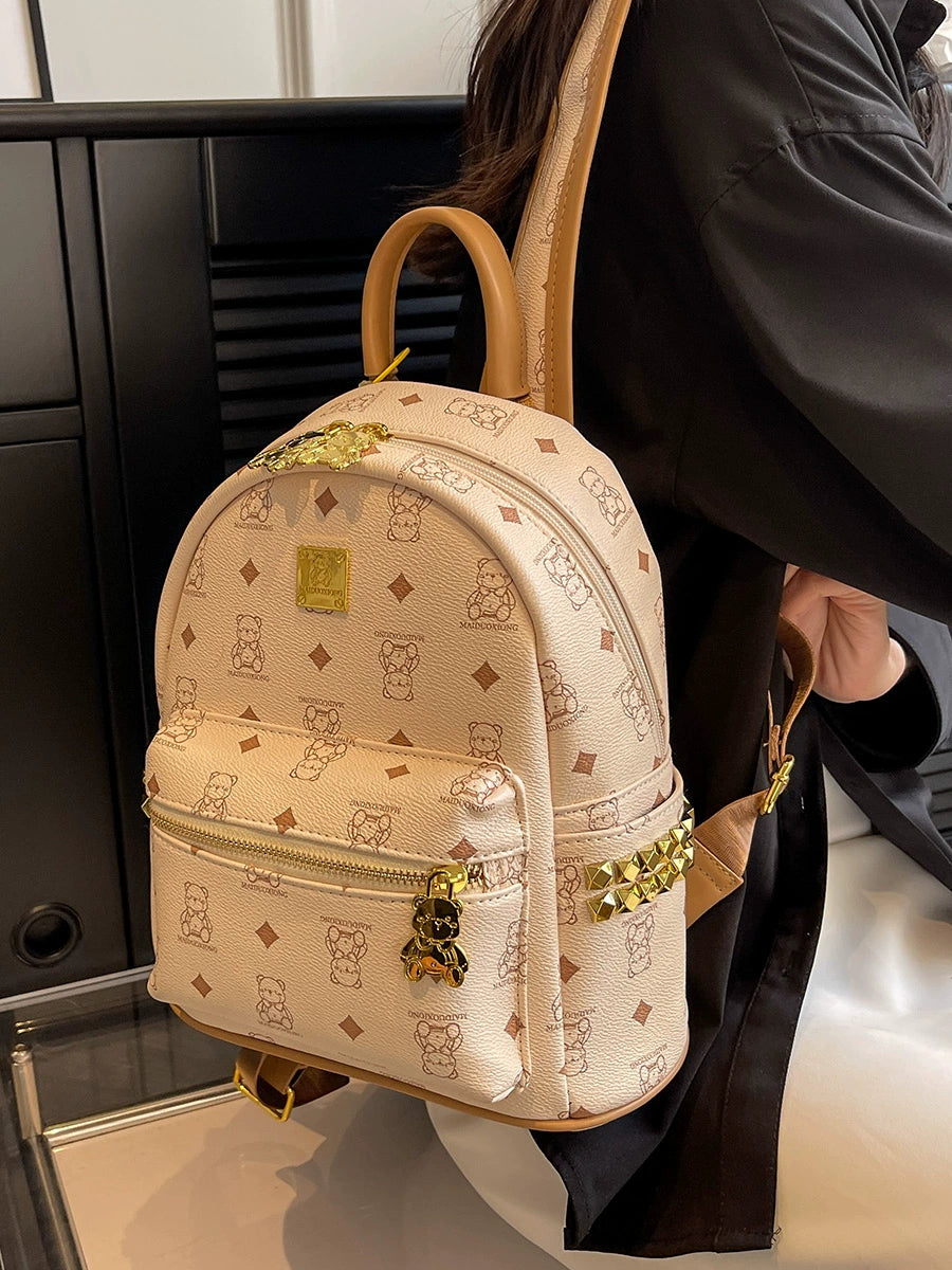 Sac à dos de voyage fantaisie en cuir de style niche pour étudiantes