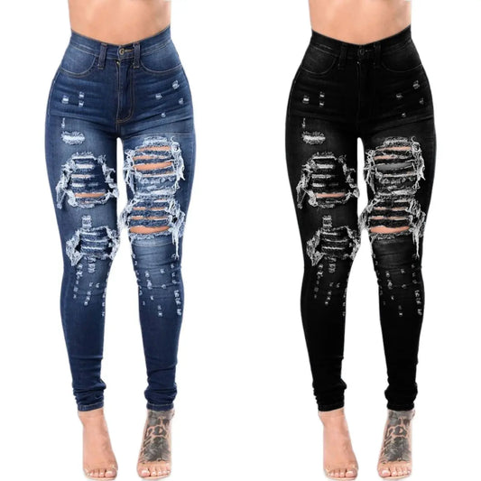 Jean déchiré taille haute pour femmes, pantalon crayon en Denim extensible, décontracté, Slim, à la mode, automne 2023, S-3XL