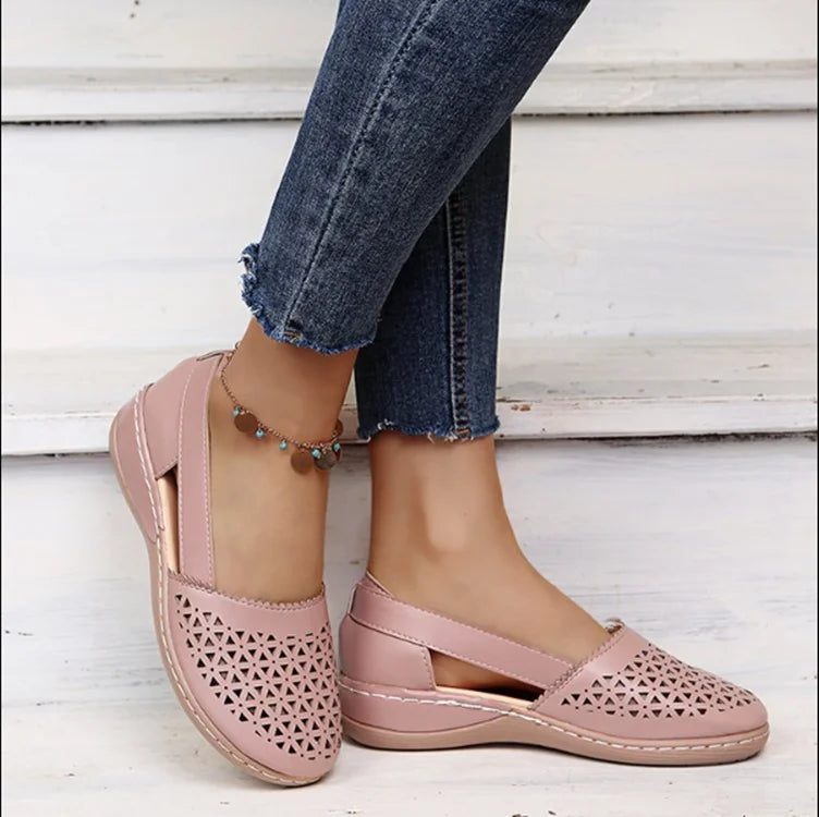 Sandalias de mujer 2022, zapatos hechos a mano de verano para mujer, sandalias de cuero transpirables, zapatos planos de mujer, zapatilla de soporte personalizada de estilo Retro