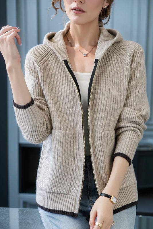 Cardigan à fermeture éclair, veste brodée d'automne et d'hiver, veste à capuche