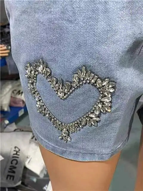 Y2K femmes Short En Jean 2023 D'été Quotidien Mode Strass Poche Conception Décontracté Au-dessus Du Genou Mini Short En Jean Streetwear