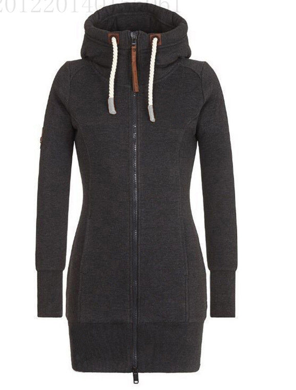 Women's Long Sleeve Hooded Zipper Sweatshirt Coat