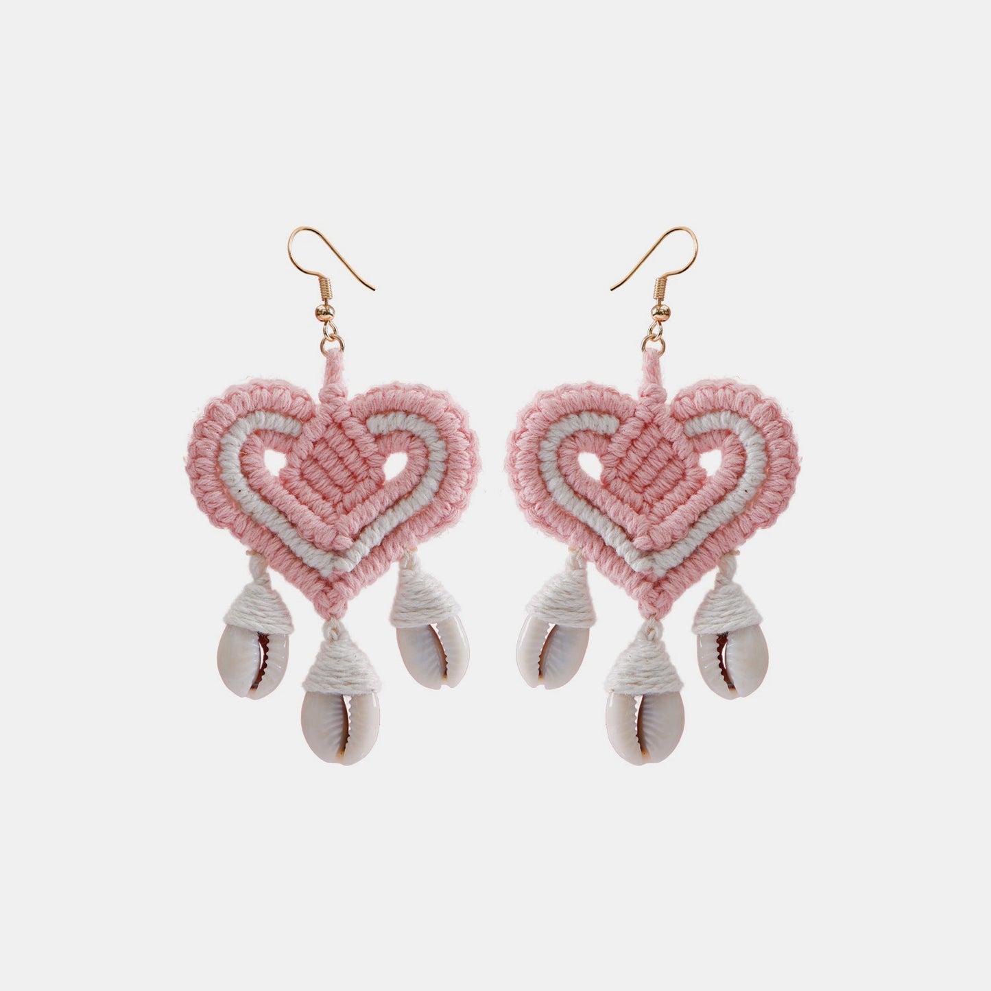 Boucles d'oreilles pendantes en forme de cœur en fil de coton