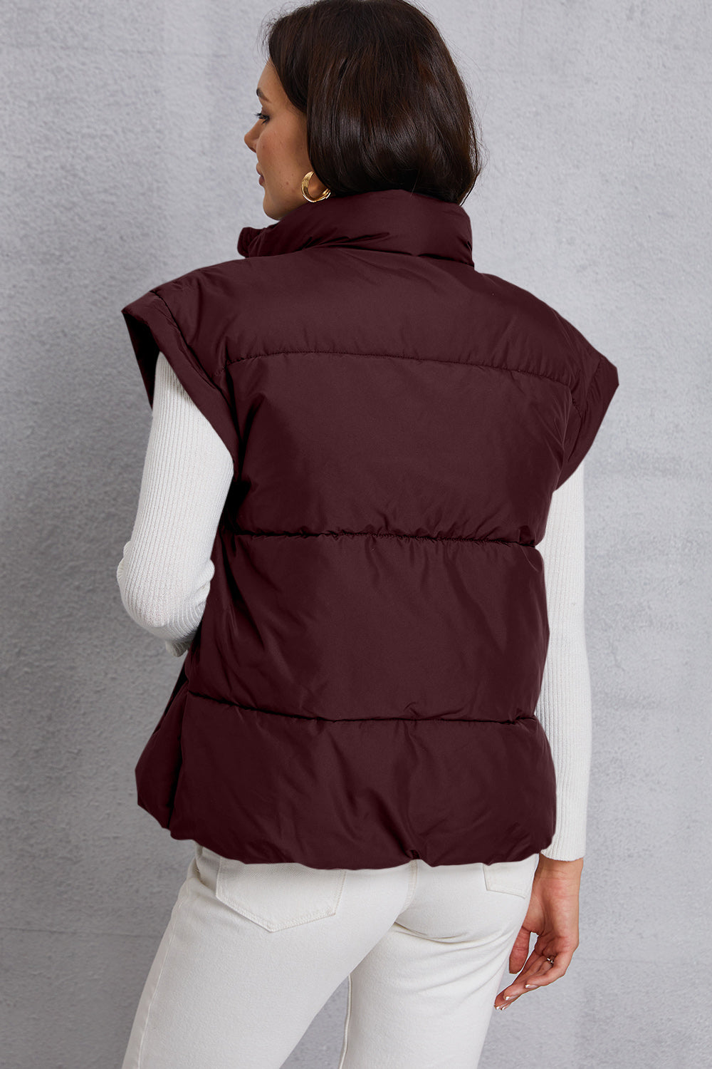 Manteau gilet avec poche et col roulé zippé